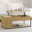 ID MARKET - Table basse plateau relevable rectangulaire DETROIT avec coffre design industriel - vignette