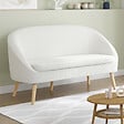 ID MARKET - Canapé banquette SONIA en tissu bouclette blanc - vignette