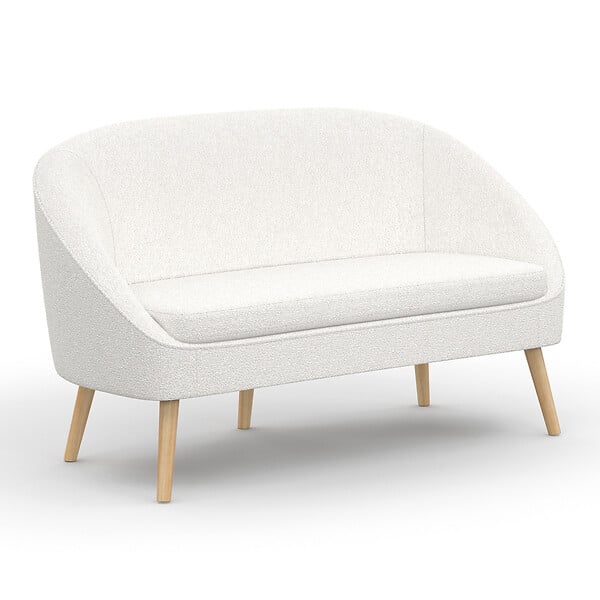 ID MARKET - Canapé banquette SONIA en tissu bouclette blanc - large
