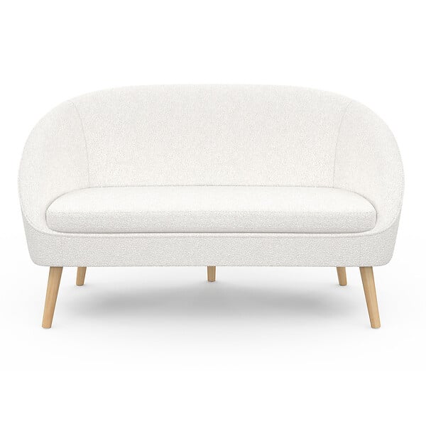 ID MARKET - Canapé banquette SONIA en tissu bouclette blanc - large