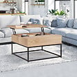ID MARKET - Table basse plateau relevable carrée DETROIT design industriel - vignette