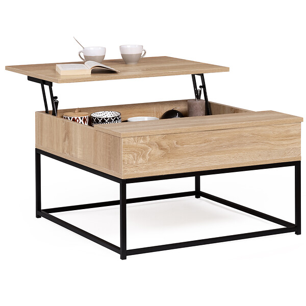 ID MARKET - Table basse plateau relevable carrée DETROIT design industriel - large