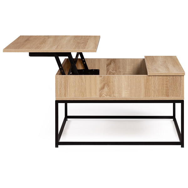ID MARKET - Table basse plateau relevable carrée DETROIT design industriel - large