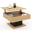 ID MARKET - Table basse plateau relevable EDEN carrée bois et noir - vignette