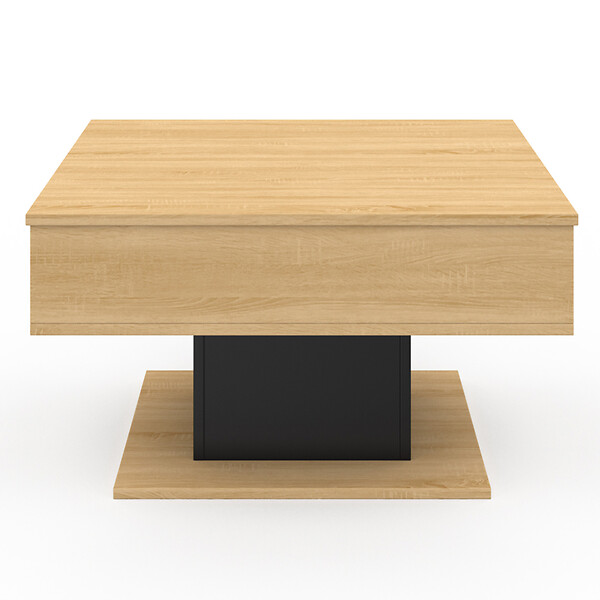ID MARKET - Table basse plateau relevable EDEN carrée bois et noir - large