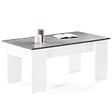 ID MARKET - Table basse plateau relevable rectangulaire TARA bois blanc et effet béton - vignette