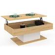 ID MARKET - Table basse plateau relevable rectangulaire EDEN bois et blanc - vignette
