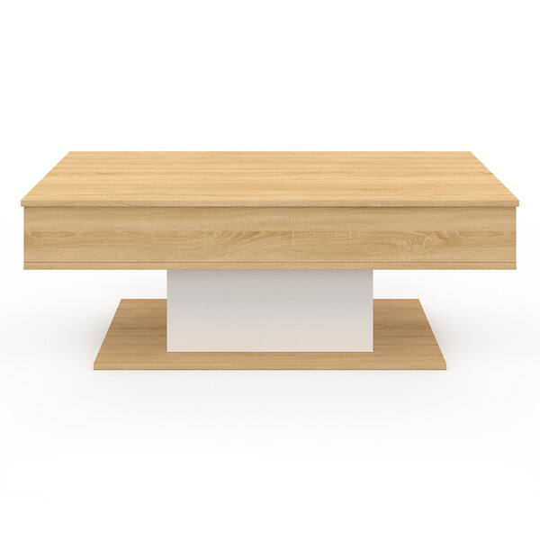 ID MARKET - Table basse plateau relevable rectangulaire EDEN bois et blanc - large