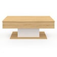 ID MARKET - Table basse plateau relevable rectangulaire EDEN bois et blanc - vignette
