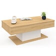 ID MARKET - Table basse plateau relevable rectangulaire EDEN bois et blanc - vignette