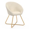 ID MARKET - Fauteuil forme oeuf ANGELINA beige en velours pieds croisés dorés - vignette
