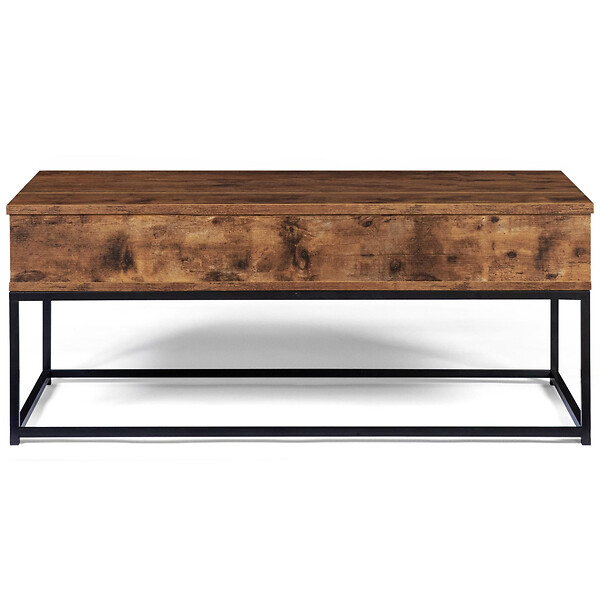 ID MARKET - Table basse plateau relevable rectangulaire DAYTON effet vieilli design industriel - large