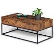 ID MARKET - Table basse plateau relevable rectangulaire DAYTON effet vieilli design industriel - vignette