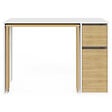 ID MARKET - Bureau extensible RON avec colonne de rangement tiroir et placard blanc et bois - vignette