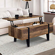 ID MARKET - Table basse plateau relevable rectangulaire AUSTRIA bois pied épingle - vignette