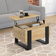 ID MARKET - Table basse carrée plateau relevable 70 cm PHOENIX bois et noir - vignette