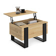 ID MARKET - Table basse carrée plateau relevable 70 cm PHOENIX bois et noir - vignette