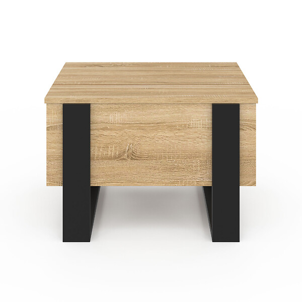 ID MARKET - Table basse carrée plateau relevable 70 cm PHOENIX bois et noir - large