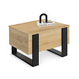 ID MARKET - Table basse carrée plateau relevable 70 cm PHOENIX bois et noir - vignette