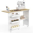 ID MARKET - Table de couture pliable à roulettes meuble pour machine à coudre avec 4 étagères - vignette