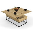 ID MARKET - Table basse rectangulaire relevable convertible en table à manger DETROIT design industriel - vignette