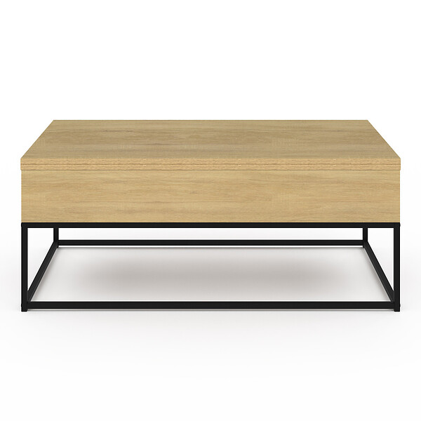 ID MARKET - Table basse rectangulaire relevable convertible en table à manger DETROIT design industriel - large