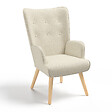 ID MARKET - Fauteuil scandinave IVAR en tissu beige - vignette