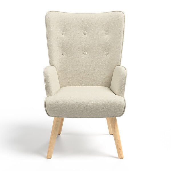 ID MARKET - Fauteuil scandinave IVAR en tissu beige - large