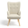 ID MARKET - Fauteuil scandinave IVAR en tissu beige - vignette