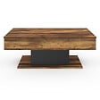 ID MARKET - Table basse plateau relevable rectangulaire EDEN bois foncé effet vieilli et noir - vignette