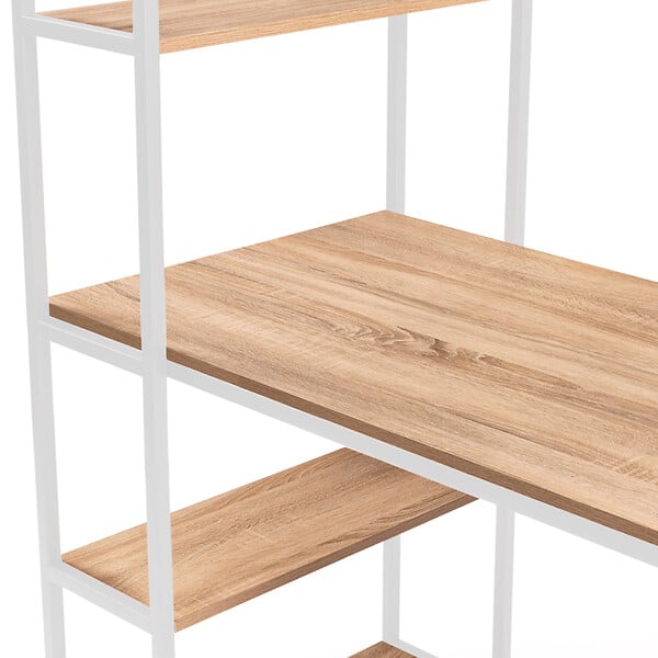 ID MARKET - Bureau bibliothèque DETROIT design industriel bois et métal blanc - large