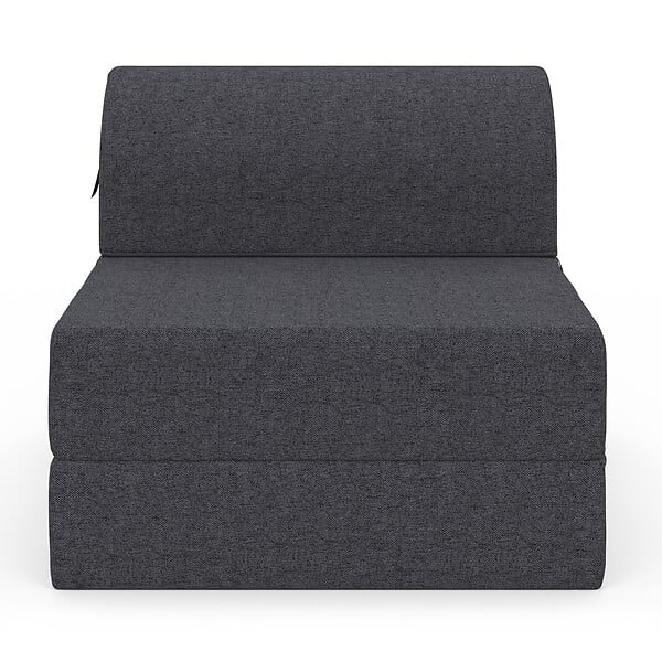 ID MARKET - Chauffeuse PALOMA en tissu gris anthracite - large