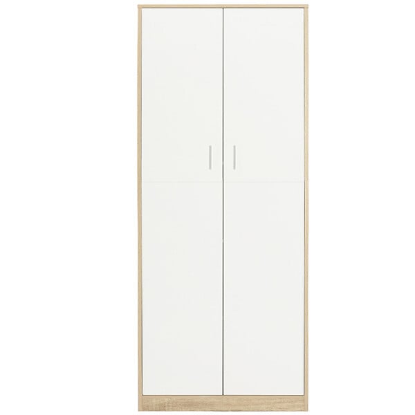 ID MARKET - Armoire de bureau 190 cm multifonction MARIA bois et blanc 2 portes 4 étagères - large