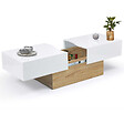 ID MARKET - Table basse coulissante rectangulaire MARTA bois imitation hêtre et blanc - vignette