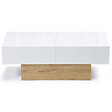 ID MARKET - Table basse coulissante rectangulaire MARTA bois imitation hêtre et blanc - vignette
