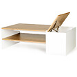 ID MARKET - Table basse bar contemporaine rectangulaire IZIA avec coffre blanc et plateaux bois - vignette