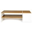ID MARKET - Table basse bar contemporaine rectangulaire IZIA avec coffre blanc et plateaux bois - vignette