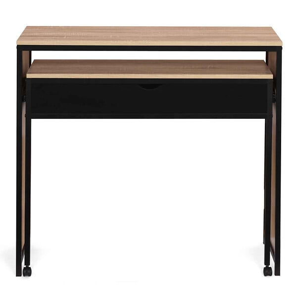 ID MARKET - Bureau extensible 1 tiroir noir BOSTON design industriel - large