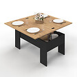 ID MARKET - Table basse plateau relevable rectangulaire convertible en table à manger TARA 100 cm bois noir et imitation hêtre - vignette
