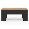 ID MARKET - Table basse plateau relevable rectangulaire convertible en table à manger TARA 100 cm bois noir et imitation hêtre - vignette