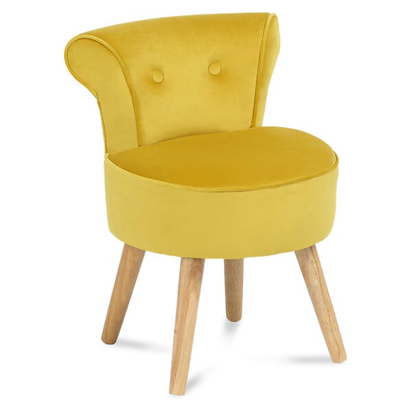 ID MARKET - Fauteuil crapaud en velours jaune - large