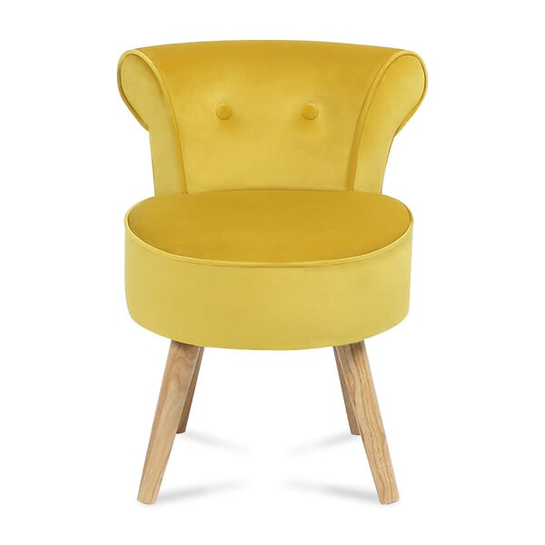 ID MARKET - Fauteuil crapaud en velours jaune - large