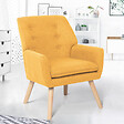 ID MARKET - Fauteuil scandinave NAT en tissu jaune moutarde - vignette