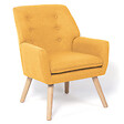 ID MARKET - Fauteuil scandinave NAT en tissu jaune moutarde - vignette