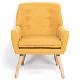 ID MARKET - Fauteuil scandinave NAT en tissu jaune moutarde - vignette