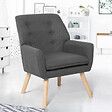 ID MARKET - Fauteuil scandinave NAT en tissu gris anthracite - vignette