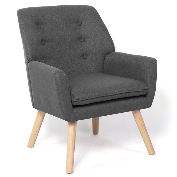 ID MARKET - Fauteuil scandinave NAT en tissu gris anthracite - large
