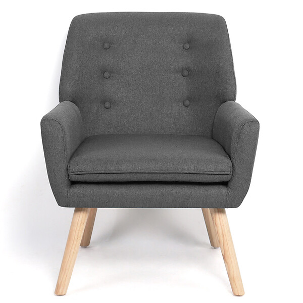 ID MARKET - Fauteuil scandinave NAT en tissu gris anthracite - large