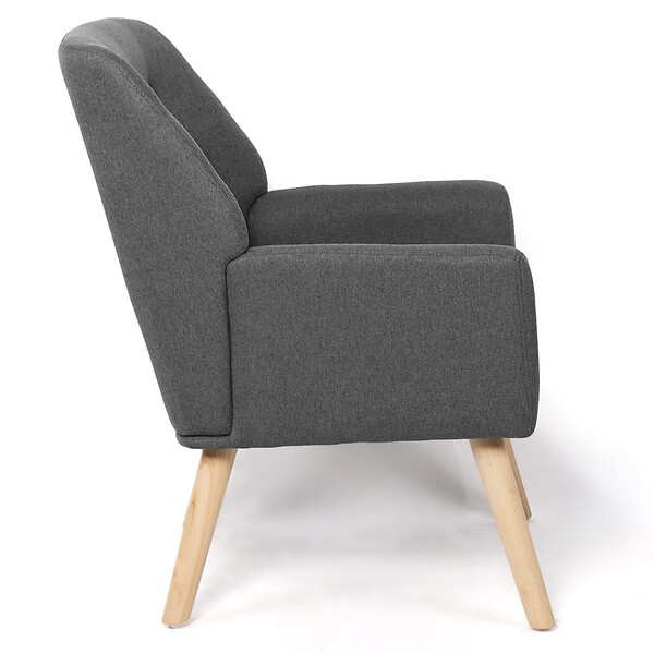 ID MARKET - Fauteuil scandinave NAT en tissu gris anthracite - large