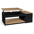 ID MARKET - Table basse plateau relevable rectangulaire ELEA avec coffre bois noir et façon hêtre - vignette